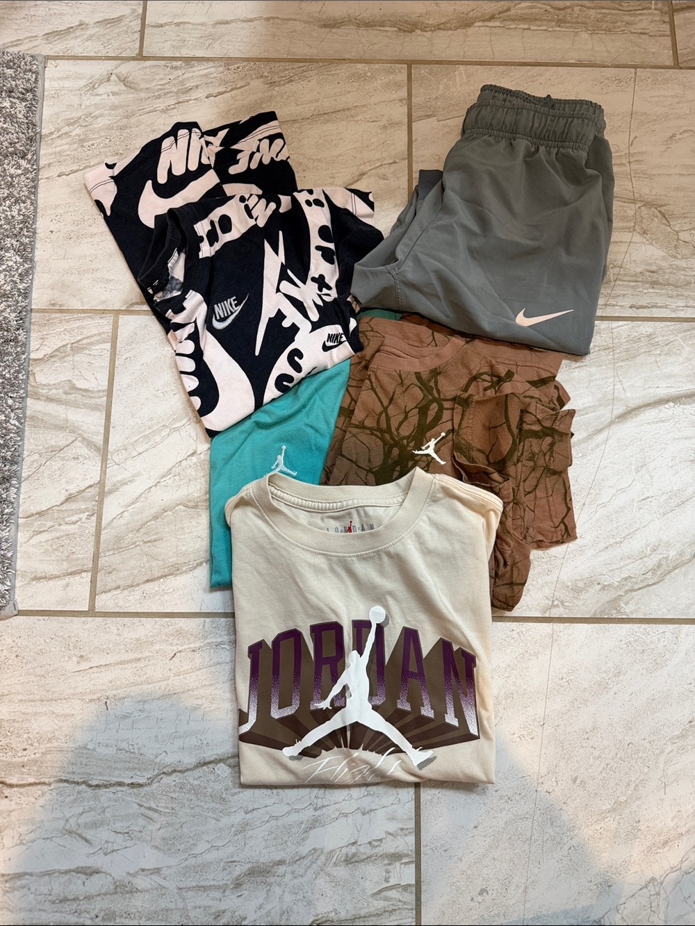 Nike Kids Tops & Shorts Multi-Color Lot - Black, White, Gray, Teal, Brown, Cream